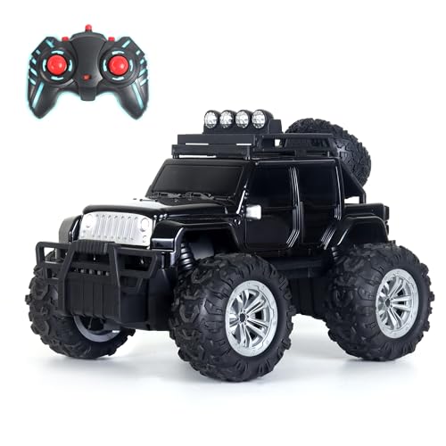 Image of popsugar Off Roader Rechargeable Remote Control Car | RC Car Monster Truck | 4 Headlight Modes | Lithium Battery | C-Type Charging | 2.4GHz Remote Controller | Made in India, Black