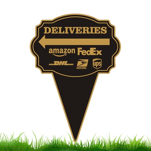 Package Delivery Sign for Home - 10'x14' Rust-Free Aluminum, Fade-Resistant, Easy Installation with Stake, High-Visibility Deliveries Sign with Left Arrow for Outdoor Use (DELIVERY SIGN-1PACK)