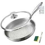 【PURE TITANIUM SURFACE – PFAS FREE & PFOA FREE】 This 12 inch non stick frying pan is crafted from lab-tested pure titanium, delivering a naturally smooth, non-toxic cooking surface without any chemical coatings. Unlike Teflon, ceramic, or stainless s...