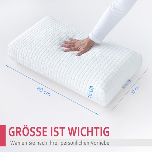 KAMASANA Orthopädisches Kissen 40 x 80 cm – anatomischer Memory-Schaum – ideal für Schmerzenskeller – Thermoregulation –