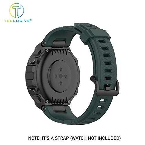 Image of T TECLUSIVE Soft Silicone Strap Band Compatible with Amazfit T-Rex /Amazfit Trex Pro | Adjustable Silicone Rubber Band with Installation Tools for T Rex Pro (Green)