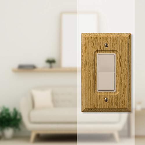 Image of Amerelle 4025R Carson Single Rocker Wood Wall Plate in Light Oak
