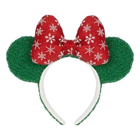 JIAHANG Christmas 3D Velvet Mouse Ear Headband, Fleece Red and Green Hairband with Snowflake, Costume Headwear for Women Girls Cover