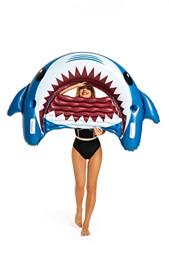 Jorkei Inflatable Pool Floats For Adults Shark Floaties Swimming Pool Loungers Chair Floats With Cup Holder Pool Floaties Party Beach Water Toys… #TOP1