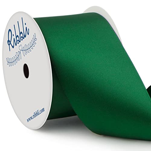 Ribbli Forest Green Double Faced Satin Ribbon, 2” x Continuous 10 Yards,Use for Bows Bouquet,Gift Wrapping,Floral Arrangement,Wedding Decoration