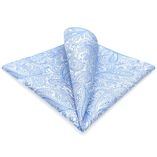 S&W SHLAX&WING Pañuelo de Bolsillo Paisley Azul para Hombres para Chaqueta de Traje Regalo