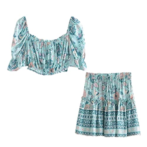 Jupe hippie imprimée bohème Dninmim chic en coton