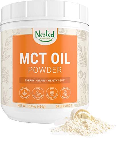 MCT Oil Powder with Prebiotic Acacia Fiber | Keto Diet Powder for Coffees, Shakes & Smoothies | Zero Net Carbs | 100% Vegan | C8 & C10 Medium Chain Triglycerides from Coconut Oil | 50 Servings