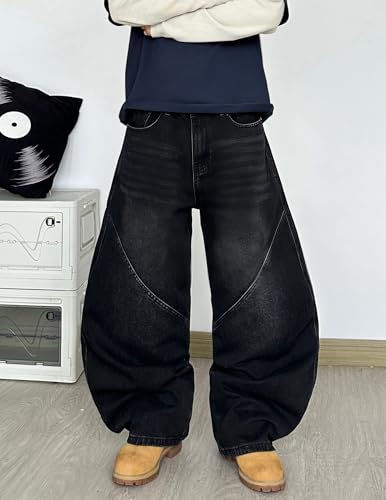 MARSUPER Mens Baggy Jeans Wide Leg Vintage Hip Hop Y2K Loose Fit Casual Barrel Denim Pants Streetear — view 5