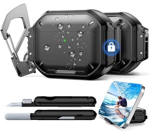RFUNGUANGO IP68 Waterproof AirPods Pro 3 Case Black