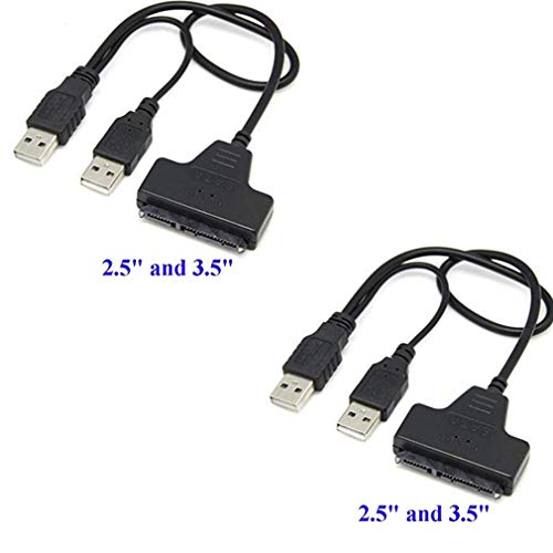 HiLetgo 2pcs USB to SATA 7+15 Pin Adapter USB2.0 Hard Drive Converter Cable for 2.5