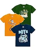 kiddeo Cotton Kids Boys T-Shirts (Pack Of 3) (5-6 Years) Multicolour, Regular Fit