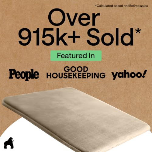 Image of GORILLA GRIP Memory Foam Bath Mat, Soft Absorbent Velvet Bathroom Mats, Durable Dots on Underside, Machine Washable Bathmat, Carpet Rug Room Decor for Shower Tub Floor RV, 36x24 Rugs, Taupe