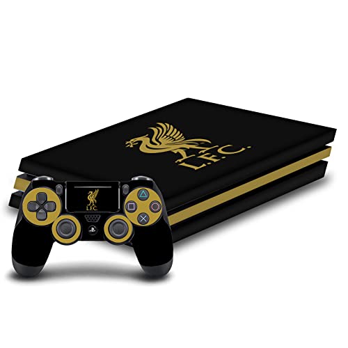 Head Case Designs Offizielle Liverpool Football Club Liver Bird Gold On Black Kunst Vinyl Haut Gaming Aufkleber Abziehbild kompatibel mit Sony PlayStation 4 PS4 Pro Console and DualShock 4 Controller