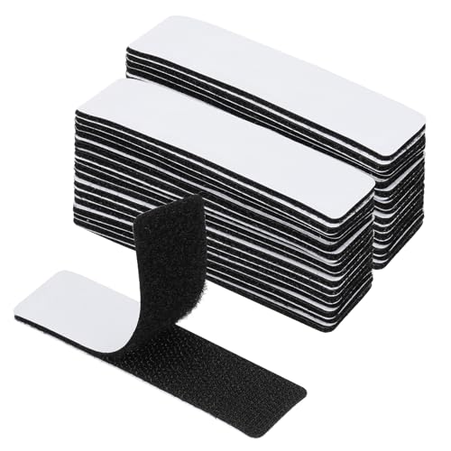 Image of PATIKIL 1x3.9 Inches Hook and Loop Dots, 16 Sets Nylon Blend Rectangle Self Adhesive Tape Strong Sticky-Back Fasteners Double-Sided Adhesive Strip for Office Home Crafting, Black