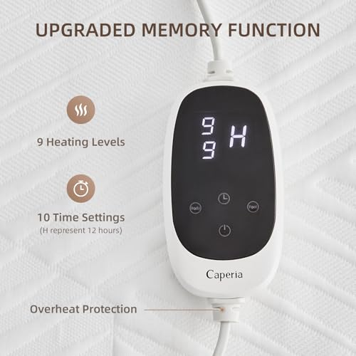 Caperia Multizone Waterproof Heated Mattress Pad, Individual Body & Feet Electric Mattress Bed Warmer 9 Heat Settings, 1-12 Hours Auto Off, Deep Pocket, Fast Heating, Machine Washable, Full, 54" x 75" by Caperia - Image 3