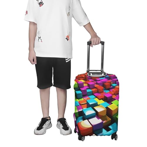 Housse de bagage cubes colorés 3D extensible lavable taille XL - 7