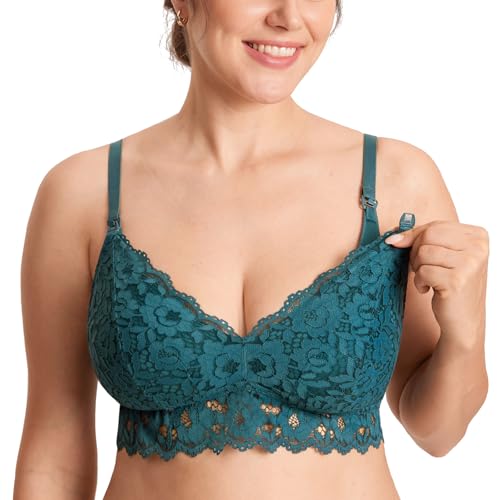 Image of MOMANDA Women's Lace Nursing Bra Lace Bralette Padded No Underwire Maternity Bras Breastfeeding Pregnancy