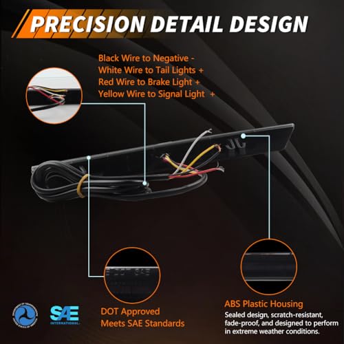 Image of Rear Bumper Reflector Compatible with Fo-rd Must-ang 2013 2014, [DOT] [IP67 Waterproof] Red LED Rear Bumper Reflector, Replace OEM #DR3Z15A448A, 1 Pair, Smoked Lens
