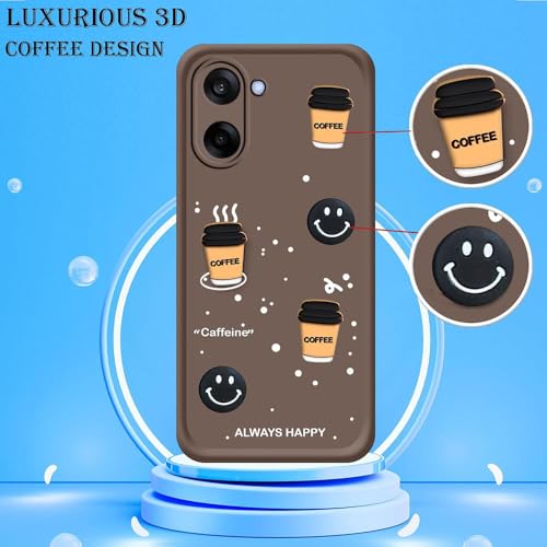 Image of Amazon Brand-Solimo Coffee Theme Mobile Back Cover for OnePlus Nord CE5 5G | Cute 3D Coffee Mug & Smile Design | Anti-Slip Matte Finish | Shockproof & Lightweight Case - Brown