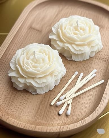 LOGIXZU -Peony Flower Candle (Pack of 2)| 100% Soy Wax | Vanilla Scented | Home Decor | Gifting Candles | Diwali Decor | Birthday Party | Festivals.-image-16