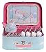 Jewelkeeper Tea Set for Little Girls - 15 Piece Sets Kids Tin Tea Party with Cups, Saucers, Plates and Serving Trays - Toddler Princess Time Pretend Play - Rainbow Unicorn Design Picnic Toy