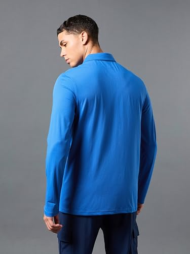 Image of TECHNOSPORT Mens Slim Fit Solid Full Sleeve Cotflex Polo T-Shirt for Regular and Casual Uses