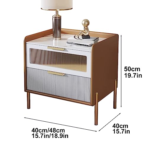 Table de chevet en bois de qualité, meuble orange robuste de 48 cm