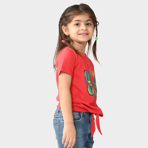 Image of BONKIDS Girls Tshirt (BON9475 4-5Y) Tomato Red