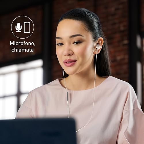 Panasonic RP-TCM225DEW Auricolari USB-C, Auricolari In-Ear, Cuffie con Cavo con Microfono e Telecomando Integrati, Bassi Potenti, Taglia Personalizzabile, Cavo da 1,2m, Bianche - Immagine 1