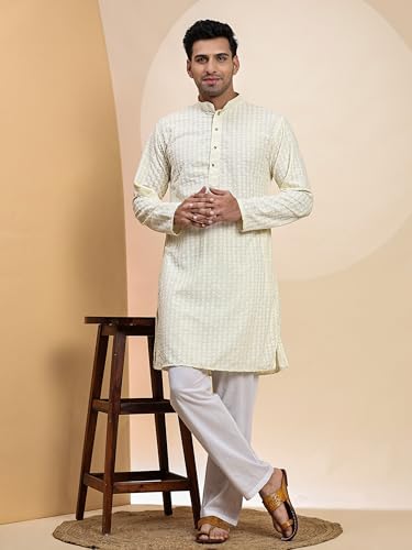 Image of Pro-Ethic Style Developer Mens Indian Traditional Cotton Kurta Sets, Men Kurta Set Indian Wedding Dress (A-117)