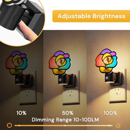 Image of L LOHAS LED Night Lights Plug into Wall, Night Light with Light Sensor, 3000K Soft White, 0-100LM Brightness Adjustable, Acrylic Rose Nightlight for Bathroom Bedroom Hallway[2 Pack]