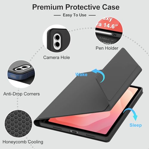 Image of KVAGO Keyboard Case for Samsung Galaxy Tab S11 Ultra 14.6 inch 2025 (SM-X930 /X936B), 7 Color Backlit,Magnetic Detachable Wireless Bluetooth Keyboard with S Pen Holder,Black