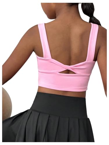 Image of WDIRARA Girl's Twist Back Sports Bras Backless Tank Top Workout Sports Shirts for Gym