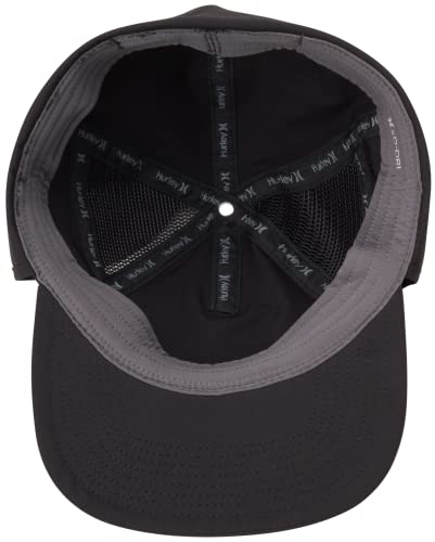 Hurley Men's Hat - Upf 50+ H2O-Dri Phantom Cove Curved Brim Adjustable Fitted Cap With Packable Neck Flap, Size One Size, Black #TOP4
