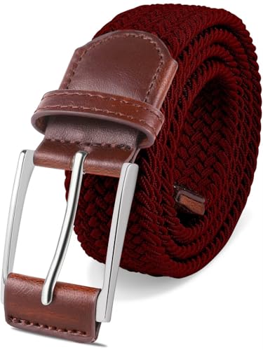 LAURA FAIRY Casual Stretch Belts for Men, Adjustable Braided Mens Elastic Belt, Ideal Gifts for Golf, Dress, Work