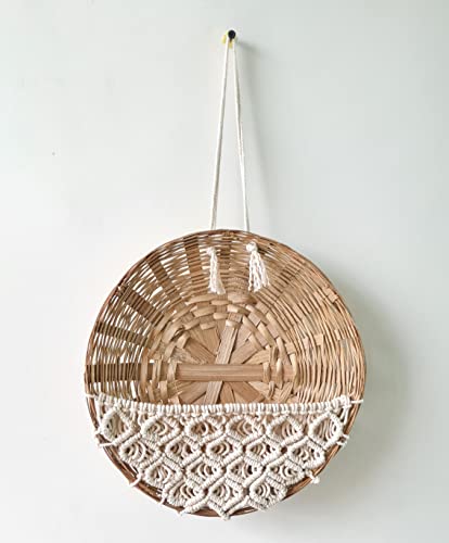 Image of Zippy Flora Tulip Macrame Cotton Basket for Decor, 11 Inch Diameter (Off-White) | Handmade Decorative Storage Basket | Stylish Organizer for Home, Living Room, Bedroom & Table Decor