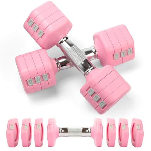 Image of 20LBS Adjustable Dumbbells Set, 4 in 1 Free Weights Dumbbells Set, 4lb 6lb 8lb 10lb with Metal Non Slip Handle, Quick Change Women /Men Dumbbell Set for Home Gym Exercise Training