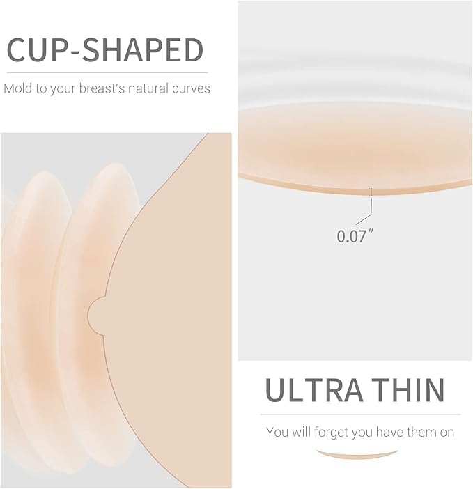 Nipple Covers -Seamless and Sheer Adhesive Silicone Nipple Pasties for Women Reusable, Sticky Breast Petals - Image 2