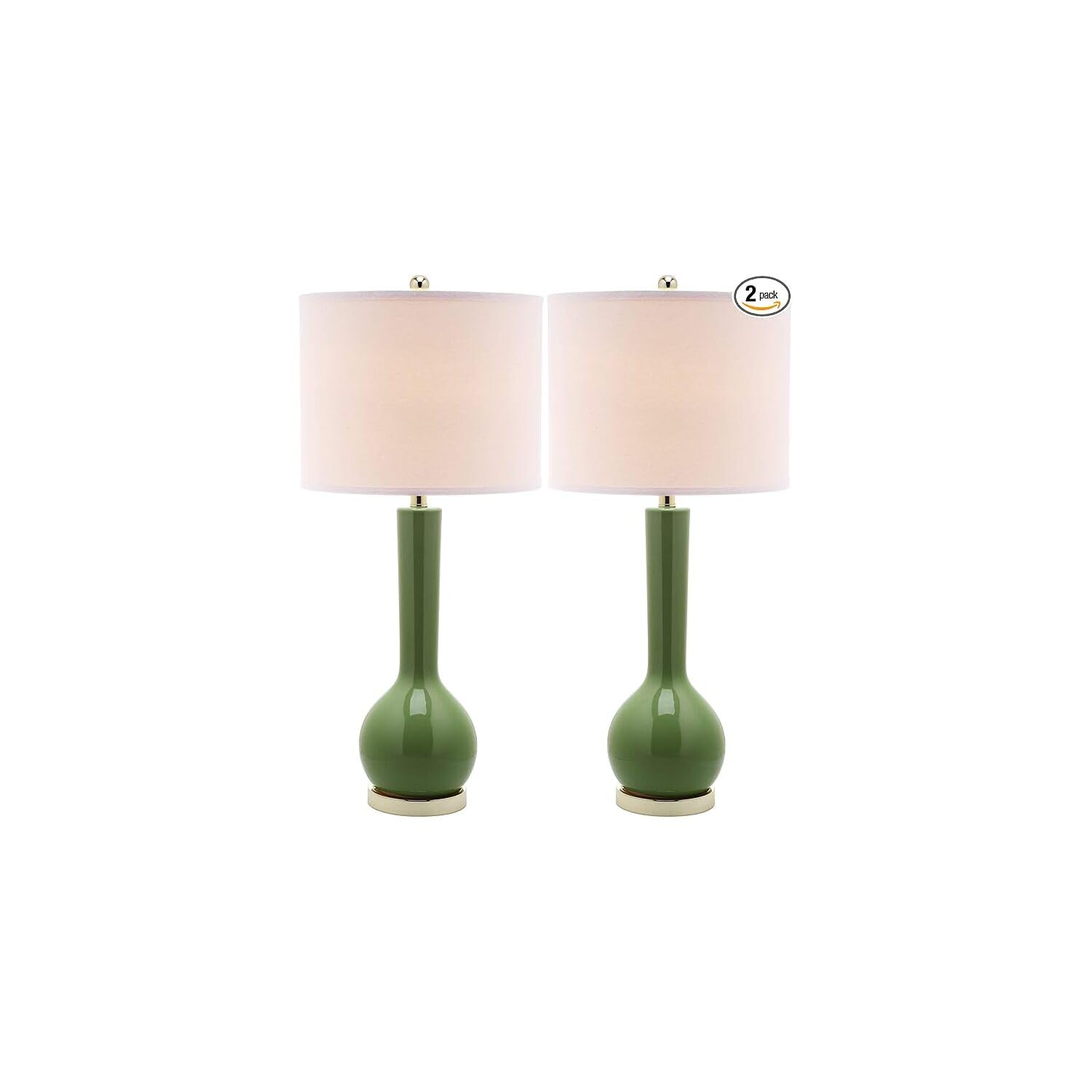 SAFAVIEH Lighting Collection Mae Long Neck Modern Contemporary Green Ceramic 31-inch Bedroom Living Room Home Office Desk Nightstand