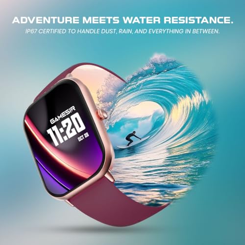 Image of GameSir H9 Smartwatch - Big Display | Bluetooth Calling | Heart Rate & SpO2 Monitor | 100+ Sports Modes | Long Battery | IP68 Waterproof | TFT Display | Design for Men & Women (Maroon)