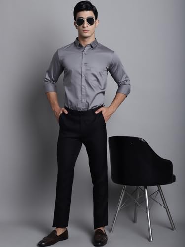 Image of Majestic Man Slim Fit Satin Cotton Formal Shirt for Men
