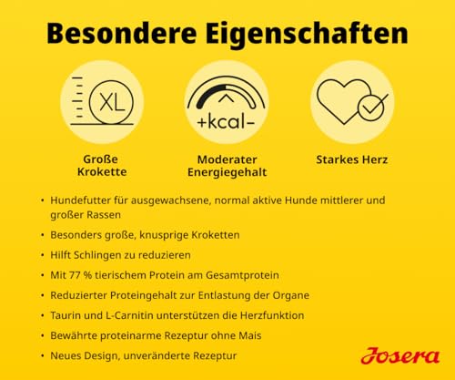 JOSERA Adult Large Optiness Lamm & Reis (1 x 12,5 kg) | Premium Trockenfutter für ausgewachsene Hunde | eiweißreduziert | weizenfrei | wertvolle Fettsäuren | XL-Kroketten gegen Schlingen | 1er Pack