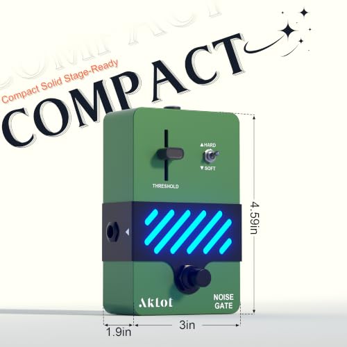 Image of AKLOT Noise Gate Guitar Pedal: Noise Reduction Pedal with THRESHOLD Control, HARD /SOFT Modes, True Bypass Compact Metal Pedal for Electric Guitar, Riffs, Studio & Live Performance, NEON Silencer