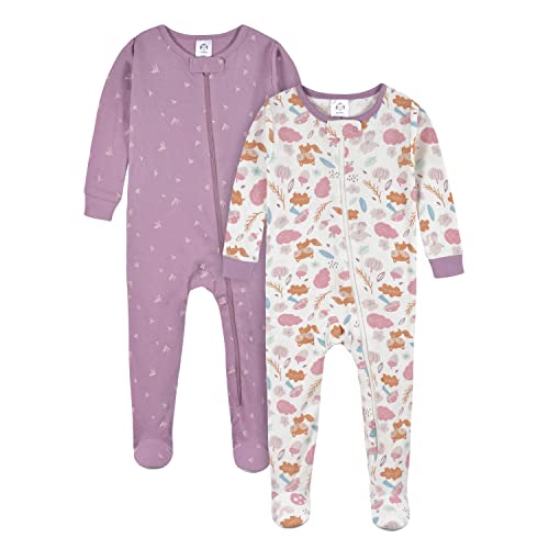 Gerber Baby Girls’ 2-Pack Footed Pajamas