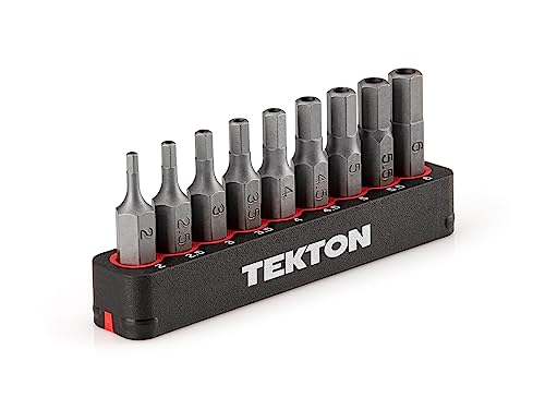 TEKTON 1/4 Inch Tamper Hex Bit Set with Rail, 9-Piece (2-6 mm) | DZX93004