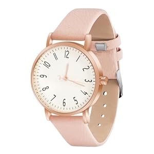 OFFCUP Damenuhr, Damen Analog Quarz Uhr mit Leder Armband, Uhren Damen Einfache Business Klassische Armbanduhr Lässig Quarzuhr Kleideruhr, 3 Zeiger -Rosa