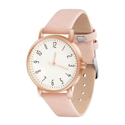 OFFCUP Montre pour Femme, Montre Femmes Bracelet en Cuir, Montre Analogique Quartz avec Cadran et Blanc 3 Aiguilles, Montre de Poignet pour Ladies Mode Élégant pour Femmes Filles (Rose)