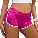 Women Sexy Pink Silky Booty Shorts Underwear Sports Dance Wear Soft Hot Pants M