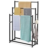 47.6 Inch Tall Free Standing Towel Racks 3 Tier Pool Towel Rack Outdoor Oversized Floor Bath Towel Drying Valet Holder Blanket Quilt Rack Stand for Bathroom Bedroom Beach Hot Tub Gym Pool Area Outside